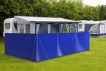 ! Protezione antivento da campeggio in telone di qualità per camion (telone per camion), stabile, con linguette e occhielli (1,4 m x 4 m, blu RAL5002)
