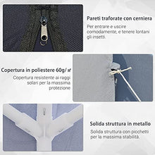 Outsunny Gazebo da Giardino 3x3m con Zanzariera, Copertura in Poliestere e Struttura in Metallo, Grigio