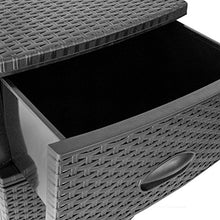 MyShop24h Cassettiera nera effetto rattan, con cassetti, in plastica, 4 cassetti