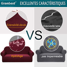 Granbest - Copridivano impermeabile a 3 posti con braccioli, rivestimento per divano estensibile Jacquard per soggiorno (3 posti, rosso Vineux)
