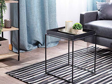 Beliani Tavolino Metallo Nero con Vassoio Design Industriale 50 x 40 x 40 cm Saxon