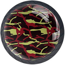 Camouflage Pattern Pattern Rosso Nero Verde Pomelli per Porta Set di 4 Pomelli per Mobili Manopole per Cassetti Cucina Armadio Vetro