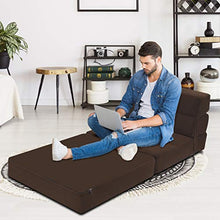 COSTWAY Divano Letto Pieghevole, Divano Poltrona Moderna e Convertibile, in Schiuma ad Alta Densità, 77 x 72 x 64 cm (caffè)