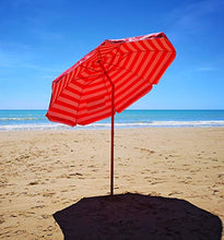 Joy Summer Ombrellone Spiaggia 200 cm in Polycotton Palo in Ferro Laccato Rosso Punta a Vite Mare Lido Vulcano - Rosso