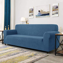 CHUN YI Copridivano Elasticizzato Adatto per 4 Posti, Fodera per Divano Protezione per Mobili Morbida con Fondo Elastico per Bambini (4 Posti, Blu Denim) - Arredi Casa