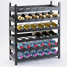 Scaffale portabottiglie modulabile in plastica per 36 bottiglie, nero