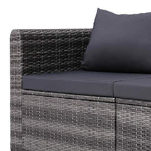 GOTOTOP 2 pz Divano Angolare da Giardino,Divano da Esterno 2 Posti,con 2 Cuscini di Seduta e 2 Cuscini per Lo Schienale,in Polyrattan,Grigio