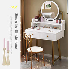 ZRN Tavolo da Trucco Set da toeletta con Specchio Oscurante Touch Screen, 3 modalità di Illuminazione a Colori, vanità con 2 cassetti scorrevoli e Sgabello Imbottito