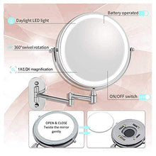 Specchio, Specchio cosmetico a Parete con luci ingrandimento 7X, Specchio da Bagno orientabile e allungabile a 360 °, Specchio per Il Trucco bifacciale con 3 impostazioni di Illuminazione, Specchio c