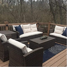 MengFeiNi 6 Pezzi 7 Sedili Patio per Esterni Furniture Conversazione Set di Conversazione PE Rattan in Vimini Divano in Vimini Loveseat Sedia Sedili Sedili con Cuscini E Tavolo