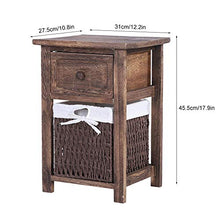 Moolo Comodino 2pcs / Set Comodino in Legno Naturale con Cassetti E Cestino (Marrone)