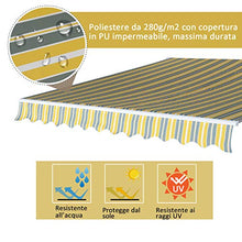 Outsunny Tenda da Sole per Esterno a Bracci 3.5x2.5m, Regolazione con Manovella, Metallo e Poliestere Grigio e Giallo
