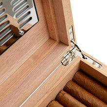 TYUIOO Desktop Cigar Humidor, Cedar & Cigar Box di stoccaggio Bene Seal Design con Vassoio e divisore Regolabile, Vetro igrometro e umidificatore Rettangolo, Tiene 25-50 Sigari