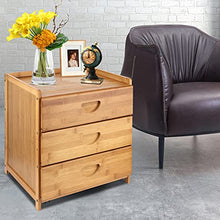 Comodino Bamboo, Comodino Comodino con 3 Cassetti per Soggiorno Cameretta 36 X 31 X 40 Cm