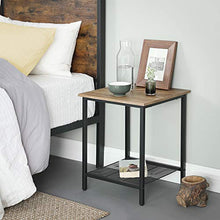 VASAGLE Set di 2 Tavolino da Salotto, Comodino in Stile Industriale, Struttura Resistente in Acciaio, Soggiorno Camera da Letto, Assemblaggio Semplice, Marrone Miele e Nero