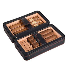 SMEJS Portatile Nera in Pelle Cigar Humidor Viaggi - Sigaro Desktop idratante con Il Vassoio Cigar Box