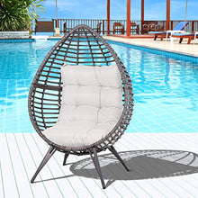 Outsunny Poltrona da Esterno in Rattan con Cuscino Grigio e Beige Forma a Goccia 101x89x156cm
