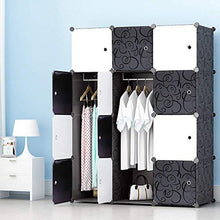 JOISCOPE Guardaroba, Armadio portatile per camera da letto, Scatola di immagazzinaggio, Armadio componibile in plastica con pensili, Nero e Bianco(12 cubi)