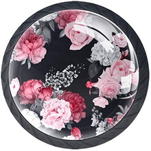 Rose dell'acquerello Pomelli per Porta Set di 4 Pomelli per Mobili Manopole per Cassetti Cucina Armadio Vetro