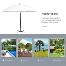 Outsunny Ombrellone Decentrato da Giardino Φ296cm, Ombrellone a Braccio per Esterni Bianco Crema con Base a Croce