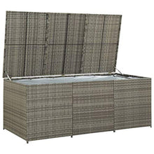 FAMIROSA Baule da Giardino in Polyrattan 180x90x75 cm Grigio