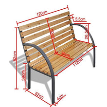 Zerone - Panca da giardino in legno e ferro, con schienale per esterni