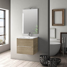 sodani Mobile da Bagno Sospeso con Lavabo Specchio e Lampada a LED Luna Rovere Miele