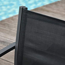 Set Salotto da Giardino Divano 2 Poltrone e Tavolino in Metallo e Tessuto Nero