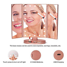 YIBOKANG Specchio per Il Trucco Vanity Illuminato con LED Morbido Luce Naturale 3X / 2X ingrandimento da ingrandimento Portatile Ultrasottile Rotazione da 180 e 90 per Il Bagno da appoggio