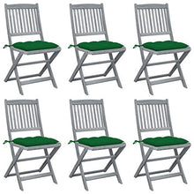 vidaXL Sedie da Giardino Pieghevoli 6pz con Cuscini in Massello Acacia