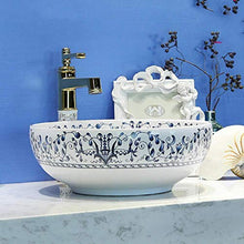 Jgophu - Lavabo da appoggio in ceramica, dipinto a mano, stile vintage