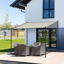 Outsunny Gazebo Pergola da Esterno e Giardino 3x2.85x2.82m in Metallo e Poliestere Beige, Pergola Addossata