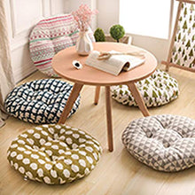 Monbedos - Cuscino rotondo in cotone e lino, per sedia, divano, cuscino per esterni, imbottito, cuscino (triangolo colorato)