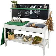 Meppi Piccola cucina da giardino in legno bianco / verde per esterni, tavolo per bambini, tavolo per bricolage