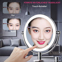 AUPERTO - Specchio cosmetico a LED, montaggio a parete, ingrandimento 1x/5x, touchscreen, illuminazione a 360°, per bagno (7 pollici)
