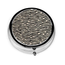 Zebra o Tiger - Contenitore rotondo per pillole, 3 scomparti, in metallo, per medicina e vitamine, per viaggi all'aperto