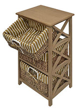 Ts-Ideen 4200 - Cassettiera in stile antico con 3 cestini in rattan, colore: Marrone