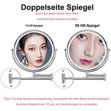 AUPERTO - Specchio cosmetico a LED, montaggio a parete, ingrandimento 1x/5x, touchscreen, illuminazione a 360°, per bagno (7 pollici)