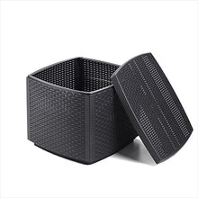 Mojawo, Tavolino in plastica Rattan – con scomparto – Tavolo da giardino – Mobile da balcone in plastica – 53 x 53 x 40 cm