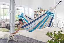 La Siesta Caribeña Aqua Blue - Amaca Classica Singola in Cotone con Supporto in Metallo