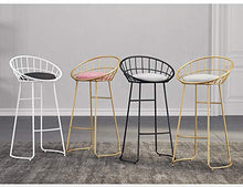 Olz Sgabello da Bar con Schienale, Retro Creativa Pagina Morbida Flanella sede Sgabello e Metallo Leg Bar Sedia, Ferro battuto Bar Cafe seggiolone,C White + Black,75cm