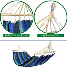 ZIK Amaca Doppia da Giardino per Esterno, Larga e Leggera, in Cotone con Borsa, Barre in Legno - Multicolor 150x200