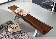 MASSIVMOEBEL24.DE Iron Label #152 Panca in Legno di Acacia - Laccato/Marrone 200x38x46