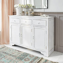 Loberon Comò Gavalier, Legno di Mogano, MDF, L/A/P ca. 130/90/40 cm, Bianco Antico