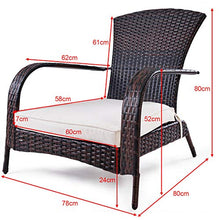 COSTWAY Poltrona da Giardino in Rattan con Cuscino Sedia da Esterno Balcone