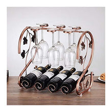 Kiter, scaffale per vino, scaffale per vino, bicchiere da appendere, in ferro bronzo, multifunzione, con ripiano per bottiglia di vino e bicchiere