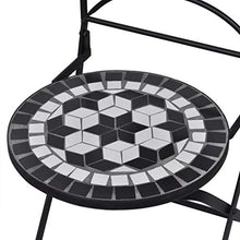 FAMIROSA Set da Bistrot 3 pz in Piastrelle di Ceramica Nero e Bianco