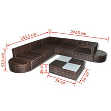 Festnight Set Divani da Giardino con Cuscini, Set Divani da Esterno Marrone, Set di Mobili da Giardino in Polyrattan 8 pz