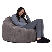 Lounge Pug®, Poltrona Sacco 'Mini Mammut', Pouf, Pompon - Carbone Grigio