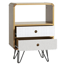 VS Venta-stock Comodino Buda con 2 cassetti, Colore Quercia, Gambe Metalliche in Nero